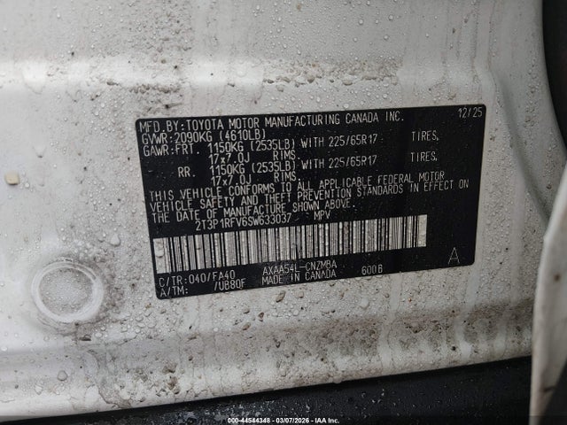 2T3P1RFV6SW633037 Toyota Rav4 Xle