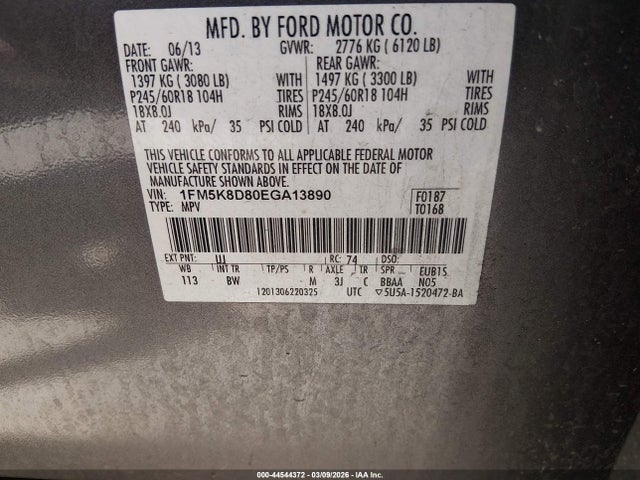 Ford EXPLORER XLT 2014 1FM5K8D80EGA13890 Image 9