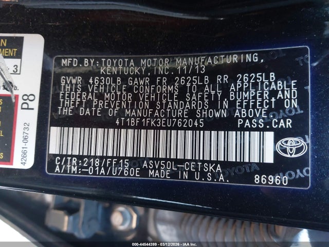 4T1BF1FK3EU762045 Toyota Camry Se Sport