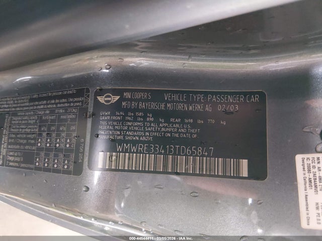 2003 MINI COOPER S WMWRE33413TD65847 Photo 8