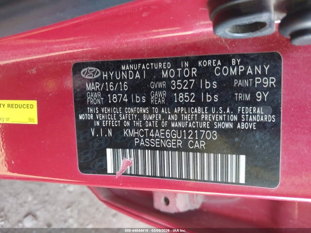 Hyundai ACCENT SE 2016 KMHCT4AE6GU121703 Image 9