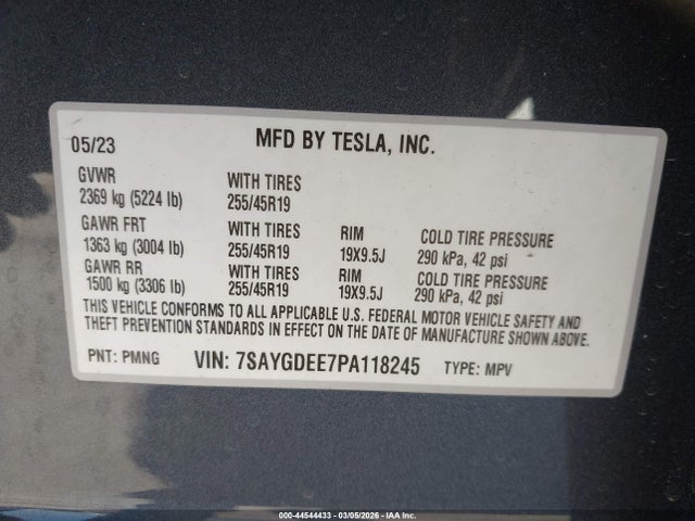 7SAYGDEE7PA118245 Tesla Model Y Awd/long Range Dual Motor All-wheel Drive