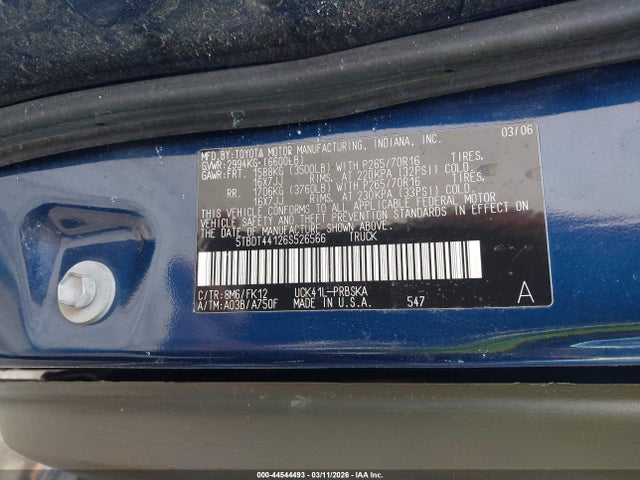 2006 TOYOTA TUNDRA 5TBDT44126S526566 Photo 8