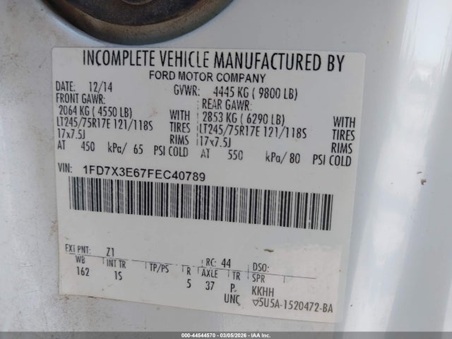 Ford F-350 Chassis Xl 2015 1FD7X3E67FEC40789 Image 9