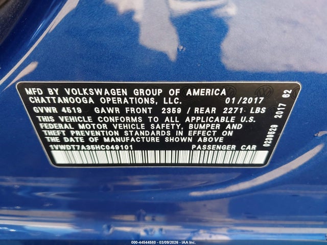 1VWDT7A35HC049101 Volkswagen Passat 1.8t R-line