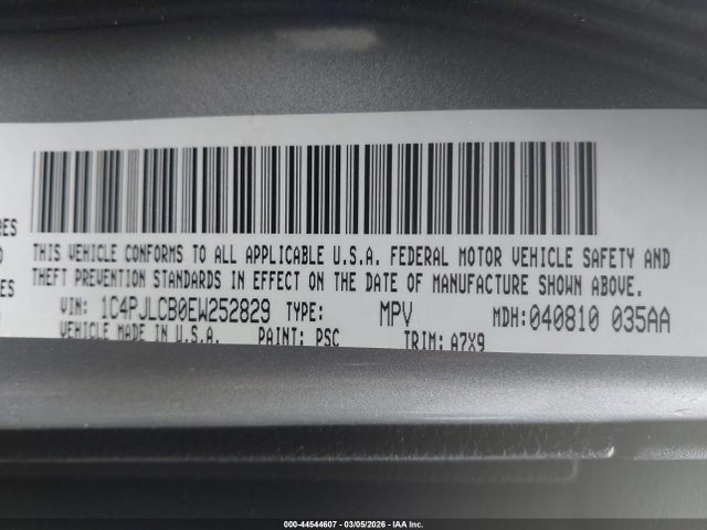 44544607 :رقم المزاد ، 1C4PJLCB0EW252829 vin ، 2014 Jeep Cherokee Latitude مزاد بيع