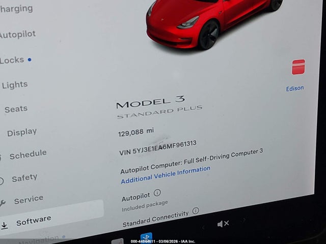 Aukcja sprzedaży 2021 Tesla Model 3 Standard Range Plus Rear-wheel Drive, vin: 5YJ3E1EA6MF961313, numer aukcji: 44544611
