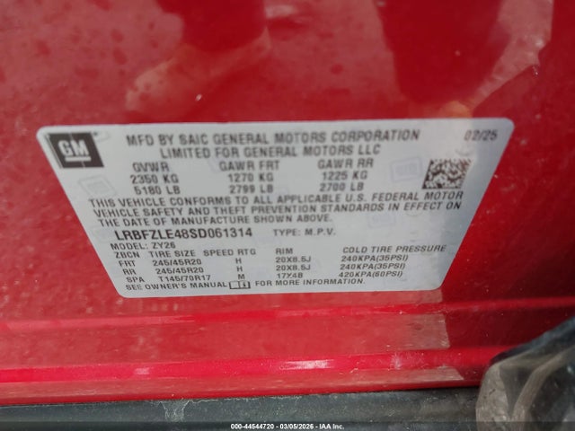 44544720 :رقم المزاد ، LRBFZLE48SD061314 vin ، 2025 Buick Envision Sport Touring Awd مزاد بيع