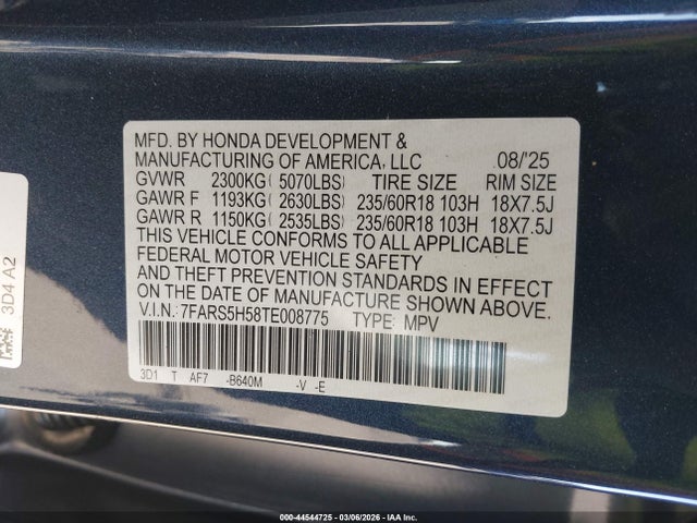 7FARS5H58TE008775 Honda Cr-v Hybrid 2wd Sport