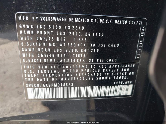 Aukcja sprzedaży 2023 Volkswagen Tiguan 2.0t Se R-line Black, vin: 3VVCB7AX8PM018833, numer aukcji: 44544733
