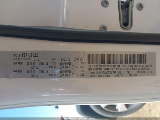 1C4PJMDX0KD136702 Jeep Cherokee Limited 4x4