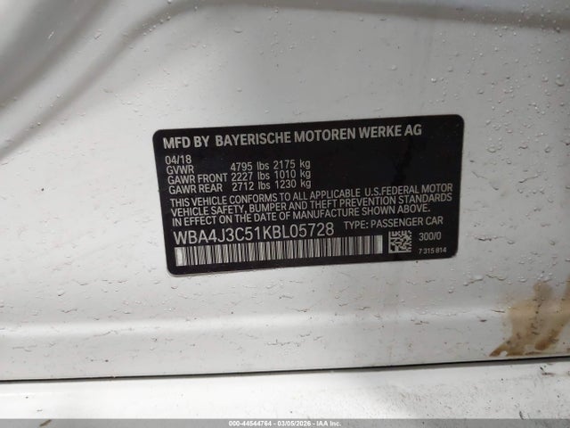 Auction sale of the 2019 Bmw 430i Gran Coupe Xdrive, vin: WBA4J3C51KBL05728, lot number: 44544764