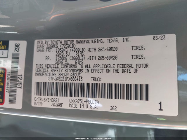 Toyota Tundra Limited 2023 5TFJA5DB1PX086415 Image 9