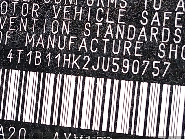 4T1B11HK2JU590757 Toyota CAMRY LE
