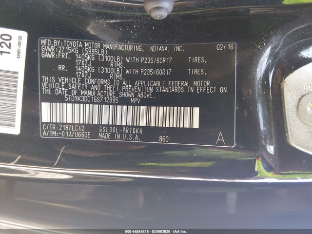 2016 TOYOTA SIENNA 5TDYK3DC1GS712995 Photo 8
