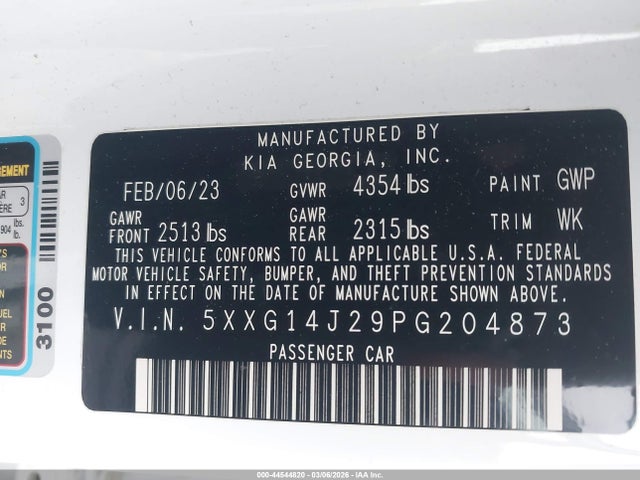 5XXG14J29PG204873 KIA K5 LXS
