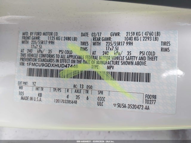 2017 FORD ESCAPE 1FMCU9GDXHUD47446 Photo 8