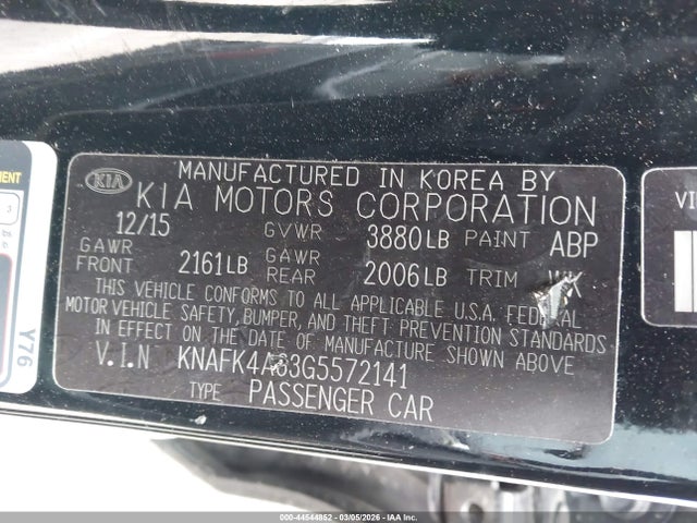 Aukcja sprzedaży 2016 Kia Forte Lx, vin: KNAFK4A63G5572141, numer aukcji: 44544852