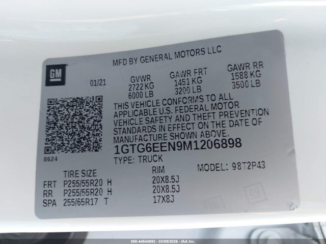 2021 Gmc Canyon 4wd  Short Box Denali მანქანა იყიდება აუქციონზე, vin: 1GTG6EEN9M1206898, აუქციონის ნომერი: 44544892