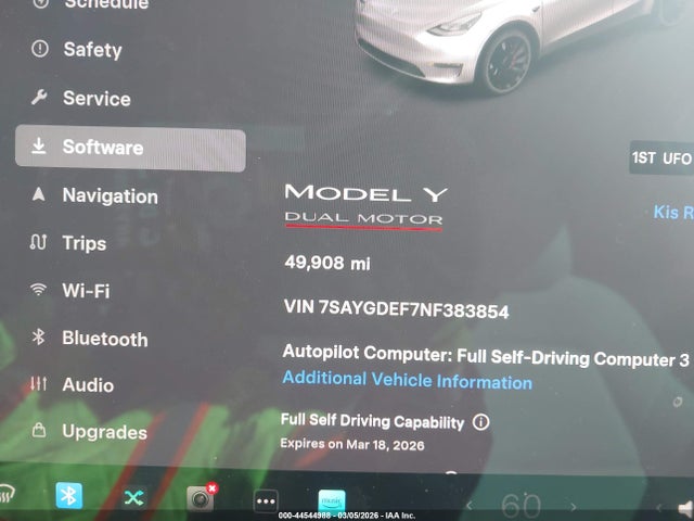 Продажа на аукционе авто 2022 Tesla Model Y Performance Dual Motor All-wheel Drive, vin: 7SAYGDEF7NF383854, номер лота: 44544988