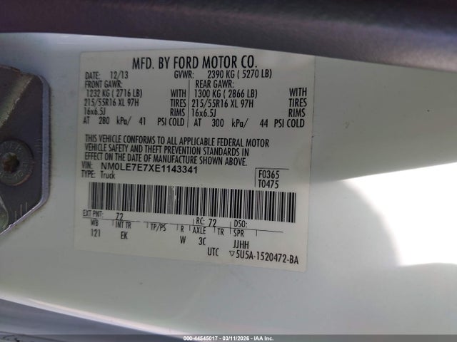 NM0LE7E7XE1143341 Ford Transit Connect Xl