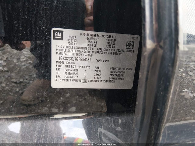 Aukcja sprzedaży 2016 Gmc Yukon Denali, vin: 1GKS2CKJ7GR294131, numer aukcji: 44545038