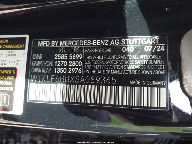 Aukcja sprzedaży 2025 Mercedes-benz E 450 4matic, vin: W1KLF6BBXSA089365, numer aukcji: 44545052