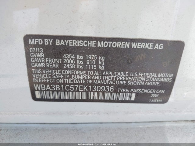 2014 Bmw 320i მანქანა იყიდება აუქციონზე, vin: WBA3B1C57EK130936, აუქციონის ნომერი: 44545063