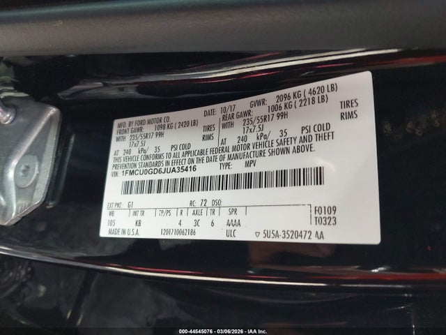 1FMCU0GD6JUA35416 Ford ESCAPE SE
