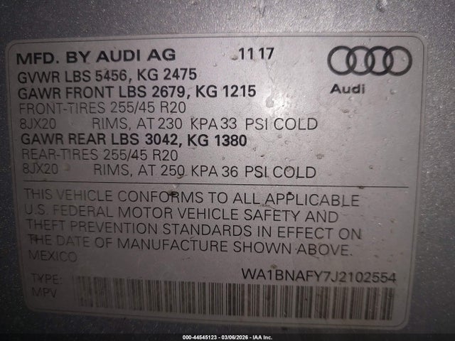 2018 AUDI Q5 WA1BNAFY7J2102554 Photo 8