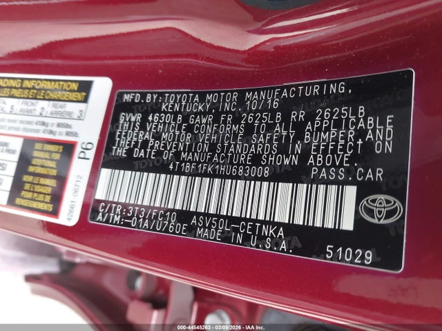 Toyota CAMRY LE 2017 4T1BF1FK1HU683008 Image 9