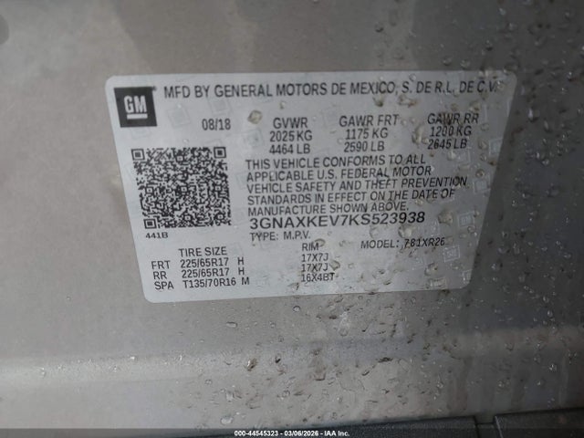 Chevrolet EQUINOX LT 2019 3GNAXKEV7KS523938 Image 9