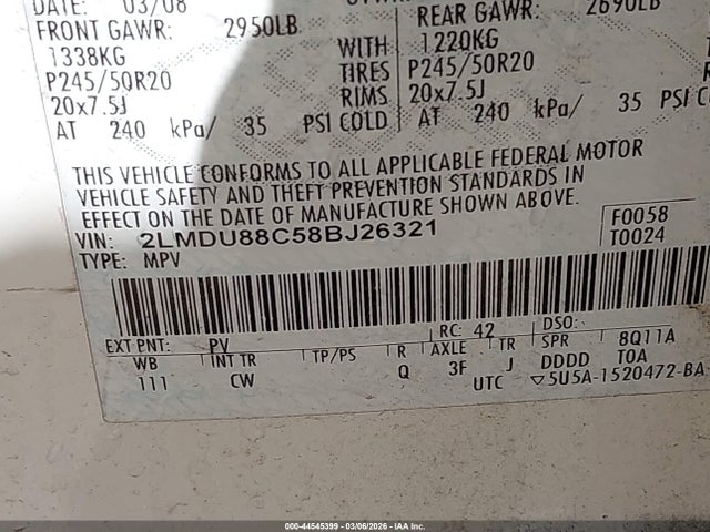 2008 LINCOLN MKX 2LMDU88C58BJ26321 Photo 8