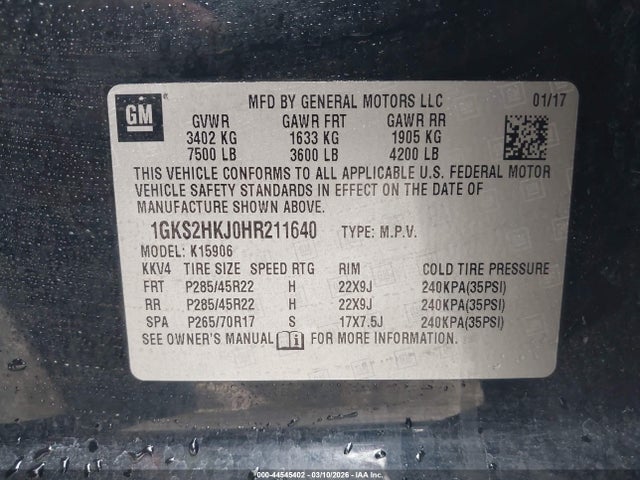 Aukcja sprzedaży 2017 Gmc Yukon Xl Denali, vin: 1GKS2HKJ0HR211640, numer aukcji: 44545402