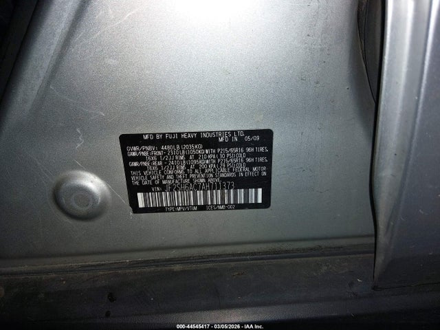2010 Subaru Forester 2.5x მანქანა იყიდება აუქციონზე, vin: JF2SH6AC7AH711373, აუქციონის ნომერი: 44545417