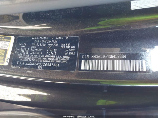 Aukcja sprzedaży 2025 Kia Carnival Mpv Ex, vin: KNDNC5K31S6457384, numer aukcji: 44545427