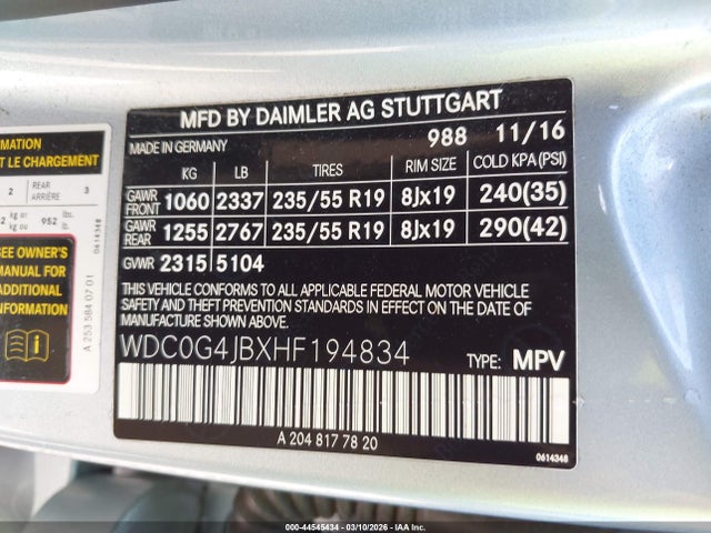 2017 MERCEDES-BENZ GLC 300 WDC0G4JBXHF194834 Photo 8