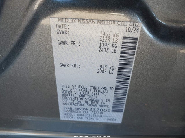 Nissan Altima S Fwd 2025 1N4BL4BV0SN332001 Image 9