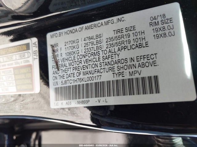 5J8TC1H76KL000177 Acura Rdx Advance Package