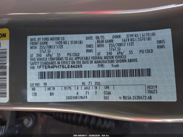 Ford RANGER XL 2025 1FTER4PH7SLE44265 Image 9