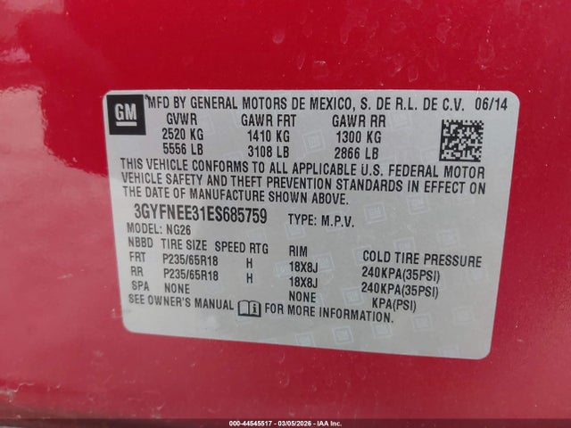 2014 CADILLAC SRX 3GYFNEE31ES685759 Photo 8