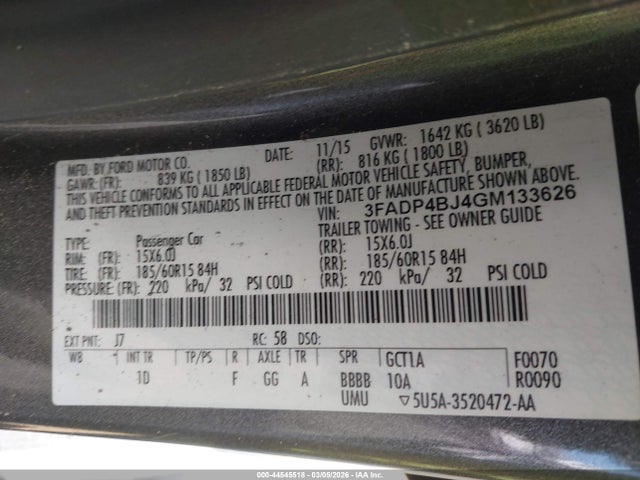 Ford FIESTA SE 2016 3FADP4BJ4GM133626 Image 9