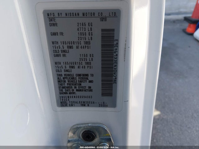 3N6CM0KN3KK694363 Nissan NV200 SV