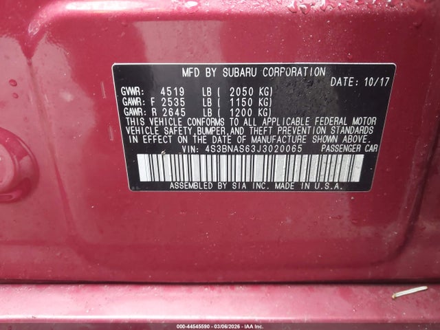 Продаж на аукціоні авто 2018 Subaru Legacy 2.5i Sport, vin: 4S3BNAS63J3020065, номер лоту: 44545590