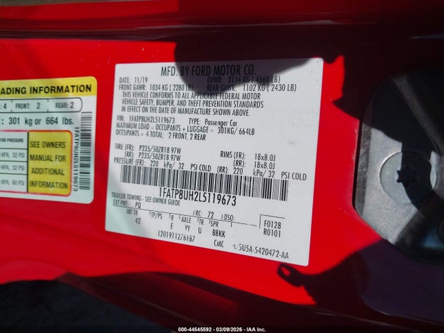 Ford Mustang Ecoboost Premium 2020 1FATP8UH2L5119673 Image 9