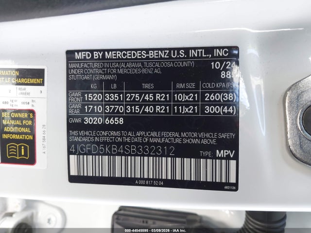 44545595 :رقم المزاد ، 4JGFD5KB4SB332312 vin ، 2025 Mercedes-benz Gle 450 Coupe 4matic مزاد بيع