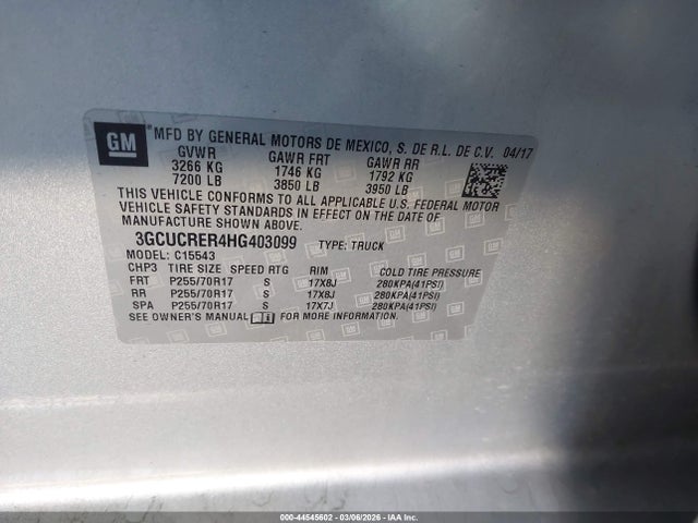 Chevrolet Silverado 1500 1lt 2017 3GCUCRER4HG403099 Image 9