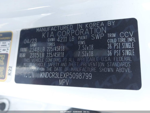 Продаж на аукціоні авто 2023 Kia Niro Ex Touring, vin: KNDCR3LEXP5098799, номер лоту: 44545627
