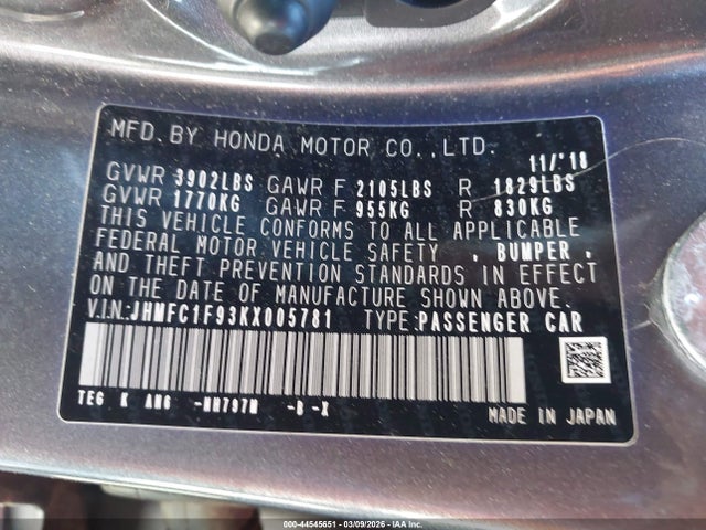Honda Civic Touring 2019 JHMFC1F93KX005781 Image 9