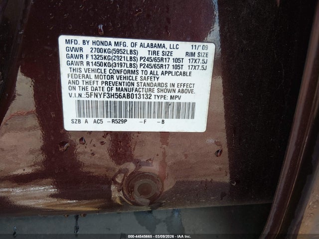 2010 HONDA PILOT 5FNYF3H56AB013132 Photo 8